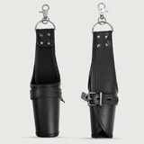 Esposas de cuero con anilla para colgar y candado - Negro