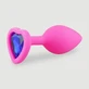 Anal Collection Silicone Small Butt Plug with Heart-Shaped Jewel - Pink/Blue