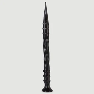 Spitz zulaufender Twist-Dildo mit geringer Tiefe 40 x 3 cm – Schwarz