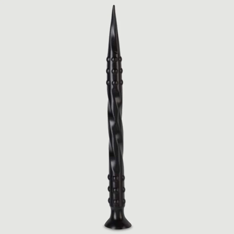 Spitz zulaufender Twist-Dildo mit geringer Tiefe 40 x 3 cm – Schwarz