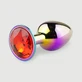 Colección Anal: Plug anal metálico pequeño con joya redonda - Multicolor/Rojo