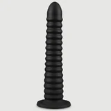 Deep Fuck – gerippter, flexibler Dildo aus Flüssigsilikon, 41,5 x 6,1 cm – Schwarz