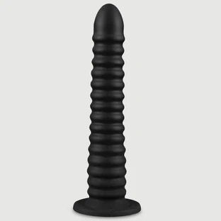 Deep Fuck Ribbed Flexible Liquid Silicone Dildo 41.5 x 6.1 cm - Black