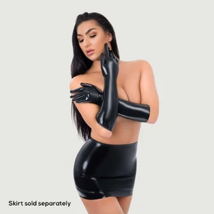 Me You Us Latex Full-Length Gloves - Black - Medium