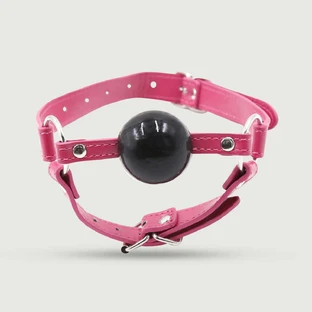 Leren balknevel met dubbele riem - fuchsia