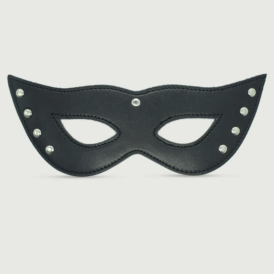 Leather Eye Mask With Studs - Black