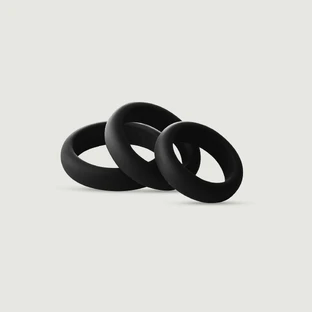 Lot d'anneaux péniens en silicone lisse Ramrod - Noir