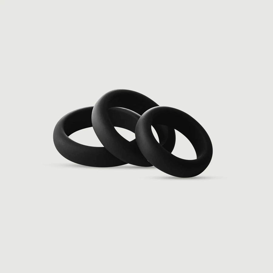 Lot d'anneaux péniens en silicone lisse Ramrod - Noir