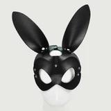 Leather Bunny Mask With Adjustable Strap - Black