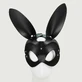 Leather Bunny Mask With Adjustable Strap - Black