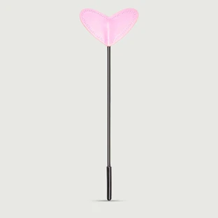 Cupid Strike-serie: leren rijzweep met hartvormige punt, 33 cm - roze
