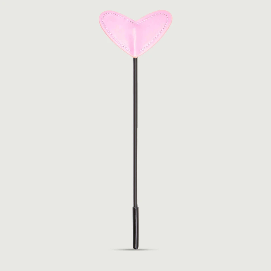 Cupid Strike-serie: leren rijzweep met hartvormige punt, 33 cm - roze