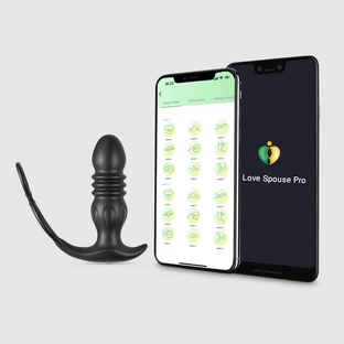Power Thruster – App-gesteuerter Silikon-Prostata-Vibrator mit Stoßfunktion und Penisring – Schwarz