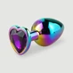 Plug anal de metal de tamaño mediano de la colección «Anal» con joya en forma de corazón - Multicolor/Morado