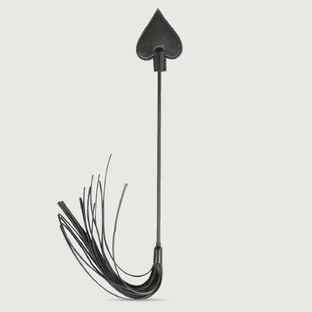 Rijzweep met spade-punt in leerlook, 28 cm - Zwart