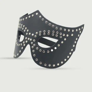 Masque pour les yeux en cuir avec clous - Noir
