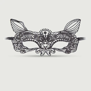 Lace Eye Mask With Cat Ears - Black