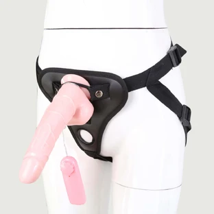 Strap-On-Gurt mit Vibrator und verstellbarem Gurt – Schwarz