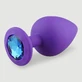 Anal Collection: grote siliconen buttplug met rond sieraad - paars/lichtblauw