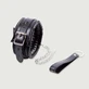 Gepolstertes Lederhalsband mit Kette – Schwarz