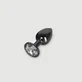 Anal Collection Small Metal Butt Plug with Round Jewel - Black/Transparent