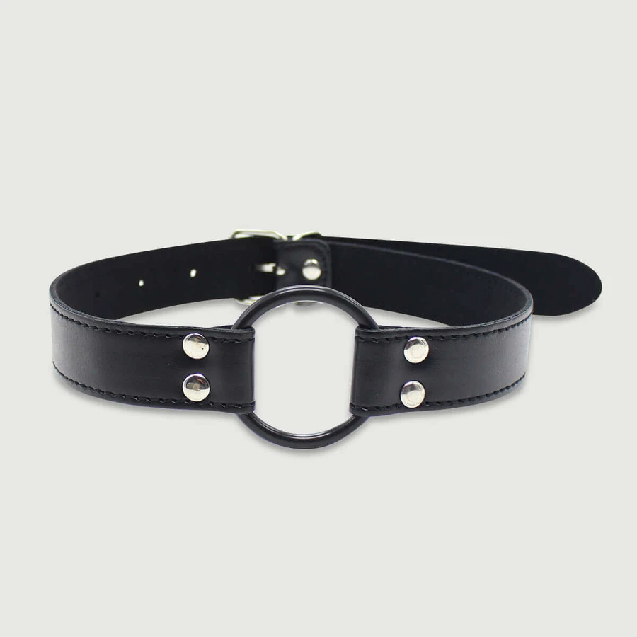 Lederknebel mit O-Ring – Schwarz