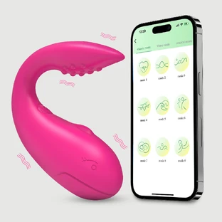 Vibromasseur haut de gamme en silicone Sexopolis Cleo, contrôlé par application - Rose