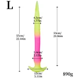 The Deeper The Better Large Silicone Glow-in-the-Dark Dildo for Deep Penetration, 57 x 4.5 cm - Multicolored