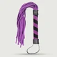 Flogger with Leather Strands and Zebra-Style Handle - Purple
