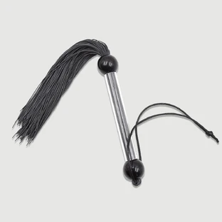 Mini-Flogger mit transparentem Griff und schmalen Rändern – Schwarz