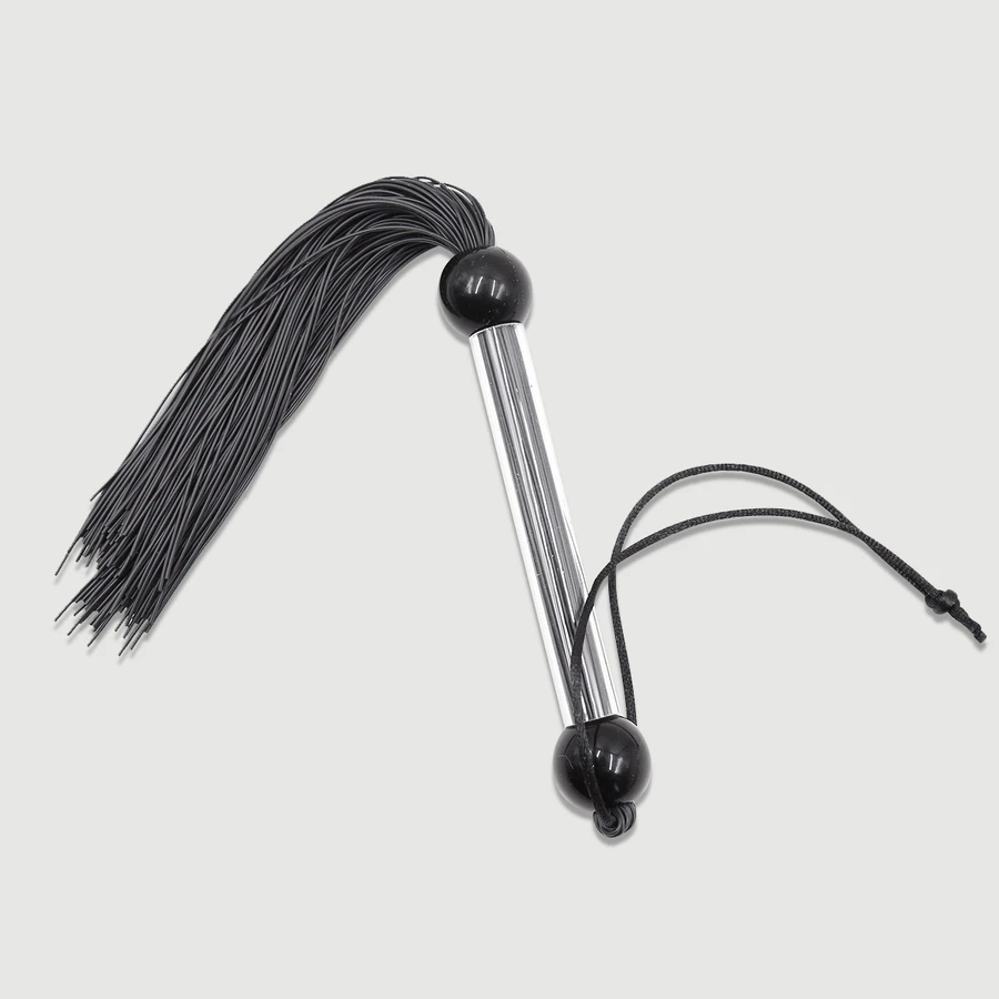 Mini-flogger met doorzichtig handvat en dunne randen - Zwart
