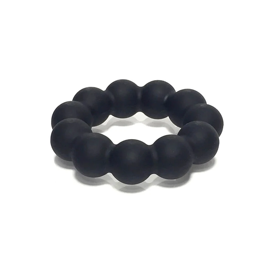 Anneau pénien en silicone Meat Ballz avec perles - Noir