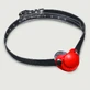 Pacifier-Style Gag with Leather Strap and Metal Buckle - Red
