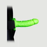 Strap-on realistico cavo che si illumina al buio, 18 cm - Verde