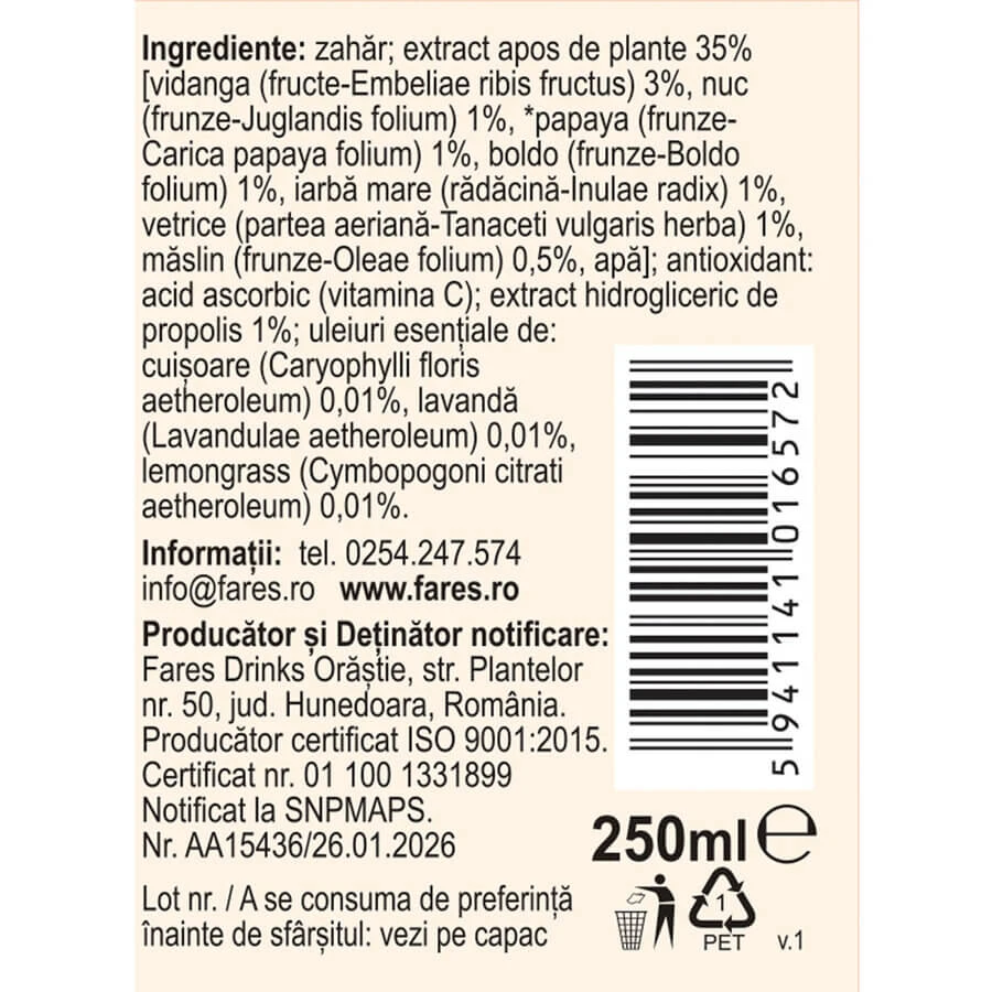 Vermicin D73 Herbal Syrup, 250 ml, Fares