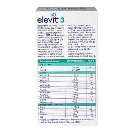 Elevit 3, multivitamines pour la période postnatale et l'allaitement, 2 x 30 gélules, Bayer