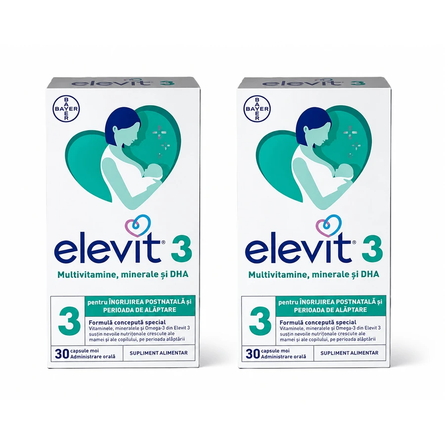 Elevit 3, multivitamines pour la période postnatale et l'allaitement, 2 x 30 gélules, Bayer