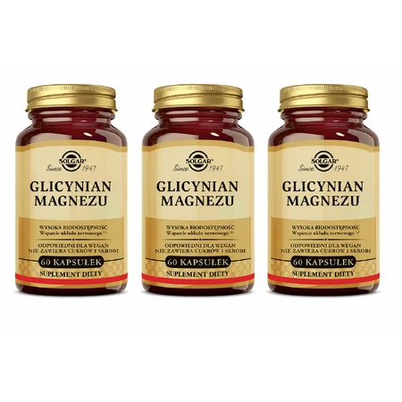 Glycinate de magnésium Solgar, 3 boîtes de 60 gélules