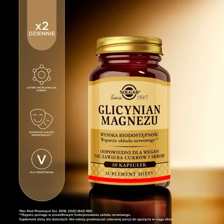 Glycinate de magnésium Solgar, 3 boîtes de 60 gélules