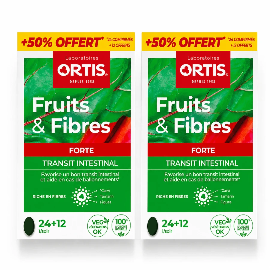 Ortis Fruits & Fibers Forte Tránsito intestinal 2x36 (24+12) comprimidos