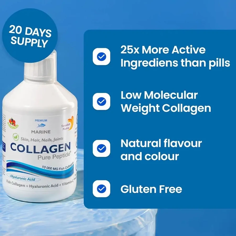 Colagen Marin Hidrolizat 10000mg, 2x500 ml, Swedish Nutra