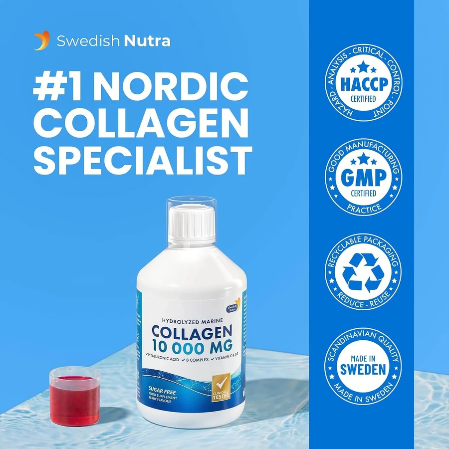 Colagen Marin Hidrolizat 10000mg, 2x500 ml, Swedish Nutra