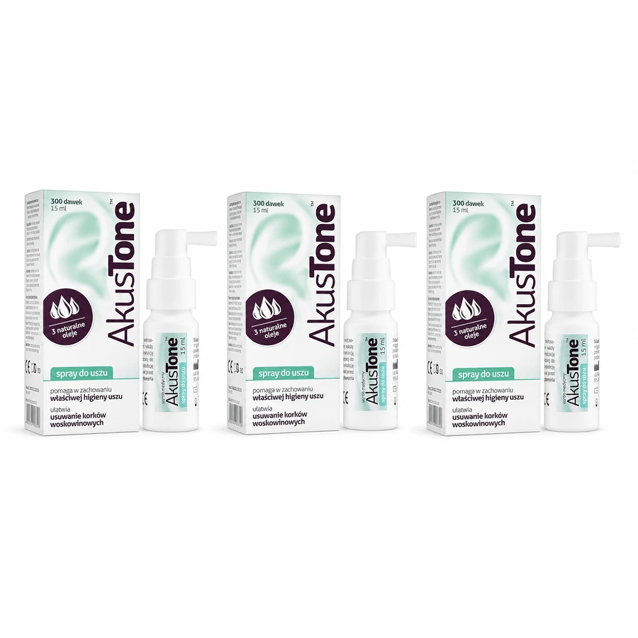 Akustone, ear spray, 3x15 ml