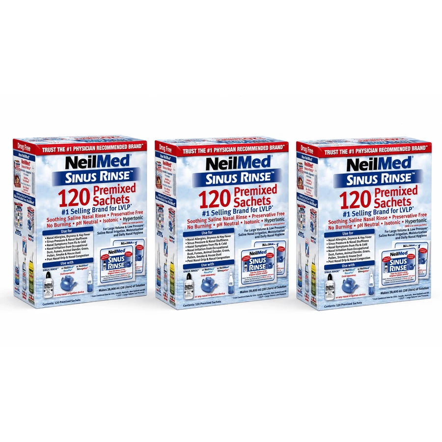 Sinus Rinse Kit sinus irrigation supplement for adults, 3x120 Sachets, NeilMed Pharmaceuticals