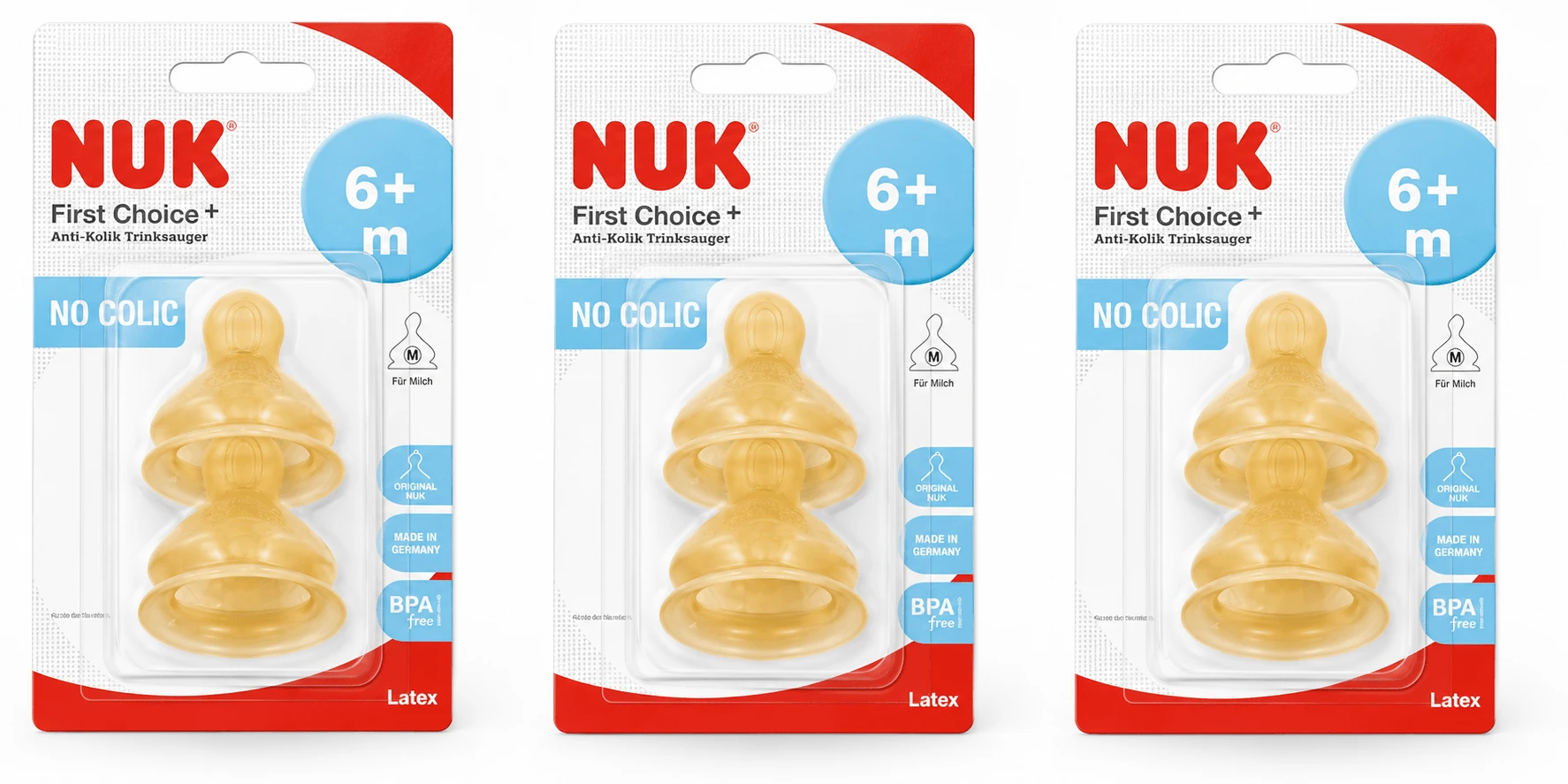 NUK First Choice+ Medium Rubber Nipple, 6+ Months, 6-Pack