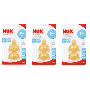 NUK First Choice+ Medium Rubber Nipple, 6+ Months, 6-Pack