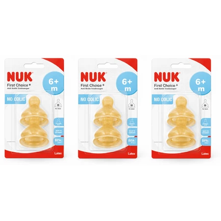 NUK First Choice+ Sauger aus Gummi, mittel, ab 6 Monaten, 6er-Pack