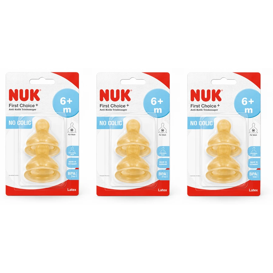 NUK First Choice+ Sauger aus Gummi, mittel, ab 6 Monaten, 6er-Pack