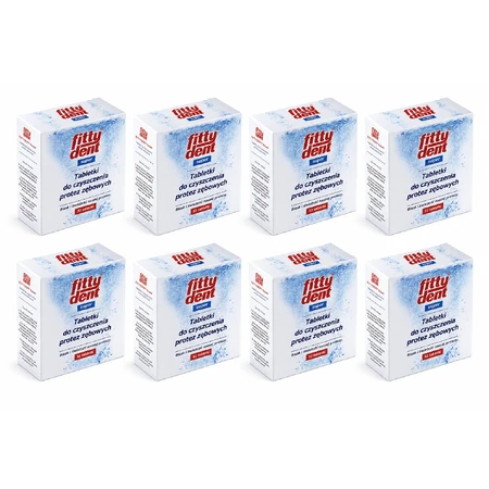 Fittydent, pastillas para la limpieza de dentaduras postizas, 8 x 32 unidades