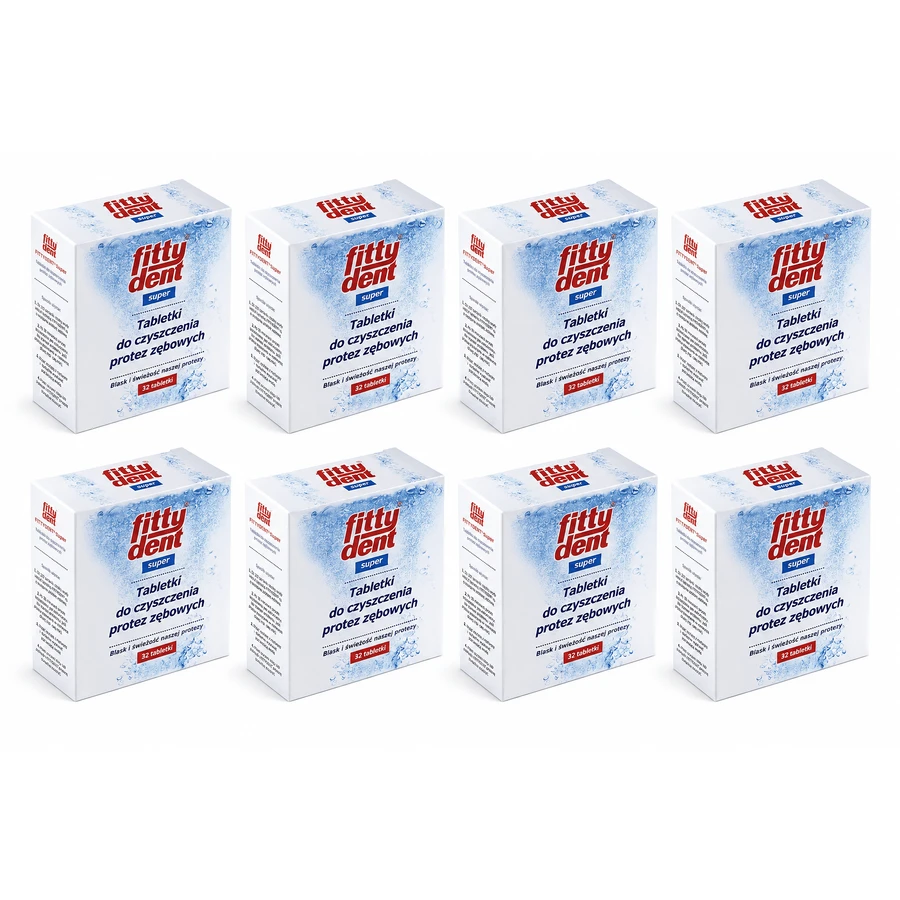 Fittydent, pastillas para la limpieza de dentaduras postizas, 8 x 32 unidades